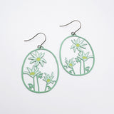 Midi Flannel Flower earrings in Green/White/Yellow