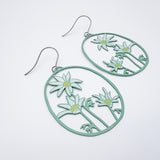 Midi Flannel Flower earrings in Green/White/Yellow