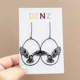 Flying Owl earrings in Black