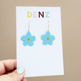 Forget Me Not flower earrings in Blue/Yellow