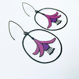 Fuchsia Flower earrings in Black/Pink/Purple