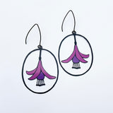 Fuchsia Flower earrings in Black/Pink/Purple