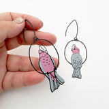 Galah earrings in Black/Pink/Grey