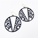 Geometric Disc earrings in Black