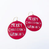 Merry Christmas Grinches earrings in Red