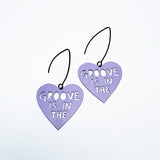 Mini Groove is in the Heart earrings in Purple