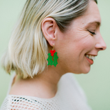 Midi Holly dangle earrings in Green/Red