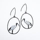 Sacred Ibis earrings in Black/White