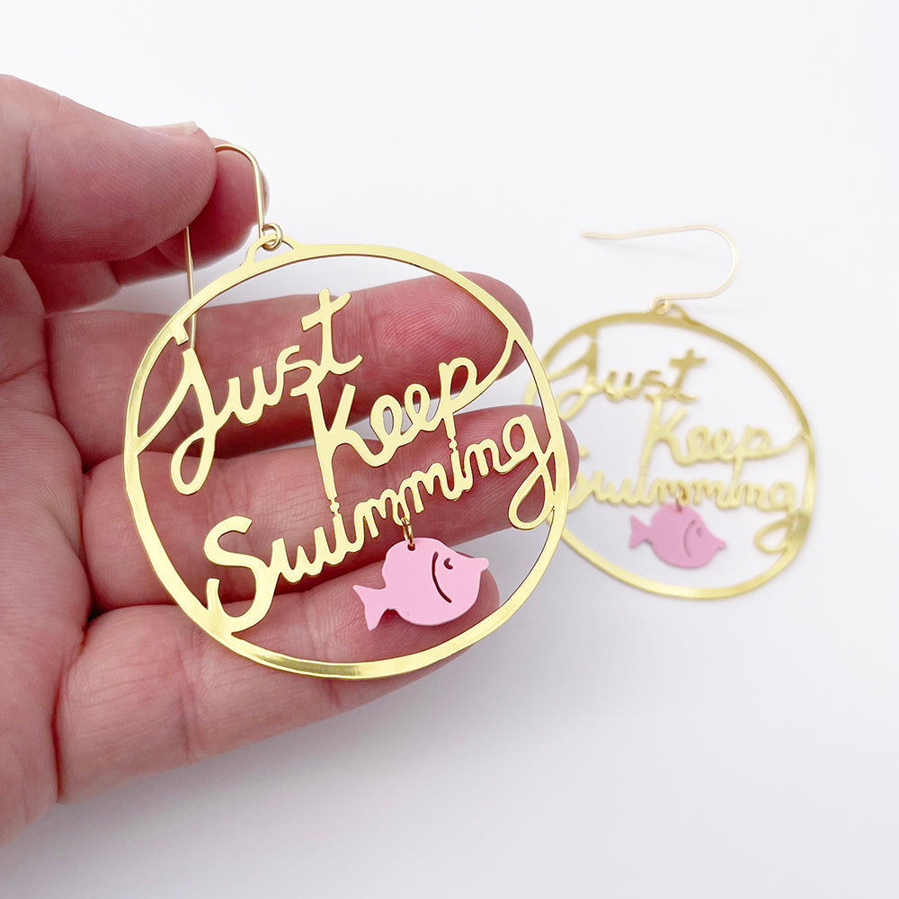 Just Keep Swimming in Gold & Pink