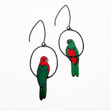 King Parrot earrings in Black/Red/Green