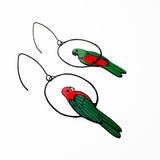 King Parrot earrings in Black/Red/Green