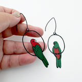 King Parrot earrings in Black/Red/Green