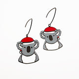 Midi Christmas Koala earrings in Black/Grey/Red