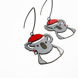 Midi Christmas Koala earrings in Black/Grey/Red