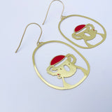 Midi Christmas Koala earrings in Gold/Red