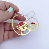 Midi Christmas Koala earrings in Gold/Red