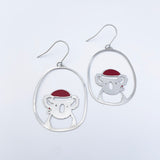 Midi Christmas Koala earrings in Silver/Red