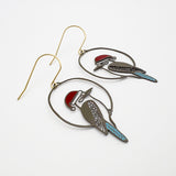 Midi Christmas Kookaburra earrings Brown/Blue/Red