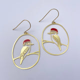 Midi Christmas Kookaburra earrings in Gold/Red