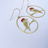 Midi Christmas Kookaburra earrings in Gold/Red