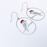 Midi Christmas Kookaburra earrings in Silver/Red