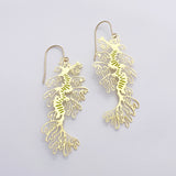 Leafy Seadragon earrings in Gold/Pistachio