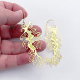 Leafy Seadragon earrings in Gold/Pistachio