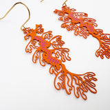 Leafy Seadragon earrings in Orange/Hot Pink