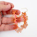 Leafy Seadragon earrings in Orange/Hot Pink