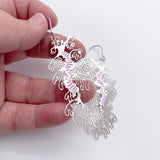 Leafy Seadragon earrings in Silver/Pink