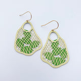 String Bag earrings in Custard with Limes