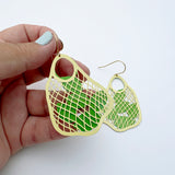 String Bag earrings in Custard with Limes