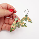 Midi Moth earrings in Lime Hawk