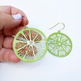 Citrus Slice earrings in Lime