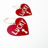Midi Lucky Heart earrings in Red