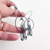 Lyre Bird Earrings in Black