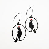 Midi Christmas Magpie earrings in Black/Red