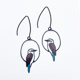 Mini Kookaburra earrings in Black/Brown/Blue