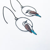 Mini Kookaburra earrings in Black/Brown/Blue