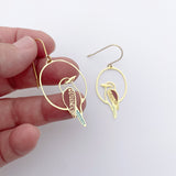 Mini Kookaburra earrings in Gold/Brown/Blue