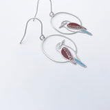 Mini Kookaburra earrings in Silver/Brown/Blue