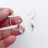 Mini Kookaburra earrings in Silver/Brown/Blue