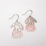 Mini Protea flower dangle earrings in Silver/Rose Gold