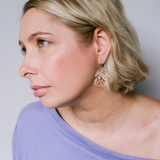 Mini Protea flower dangle earrings in Silver/Rose Gold