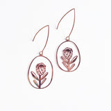 Mini Protea Dangles in Rose Gold