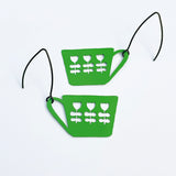 Mini Scandi Tea Cup Earrings in Green