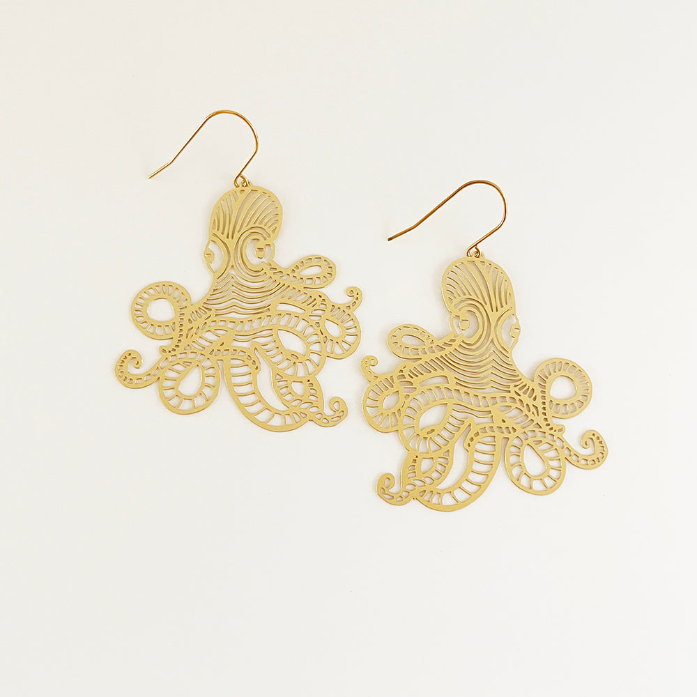 Octopus Dangles in Gold
