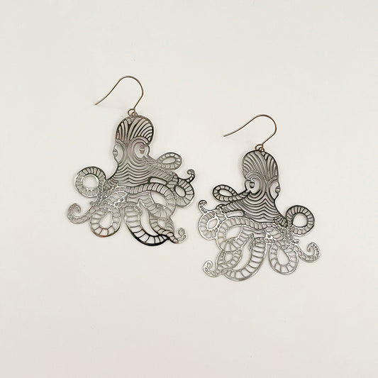 Octopus Dangles in Silver