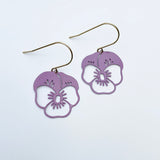 Mini Pansy Flower earrings in Purple