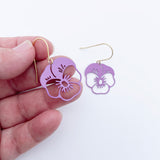 Mini Pansy Flower earrings in Purple